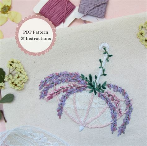 Wisteria Hand Embroidery Pdf Pattern Purple Florals Diy Etsy Canada