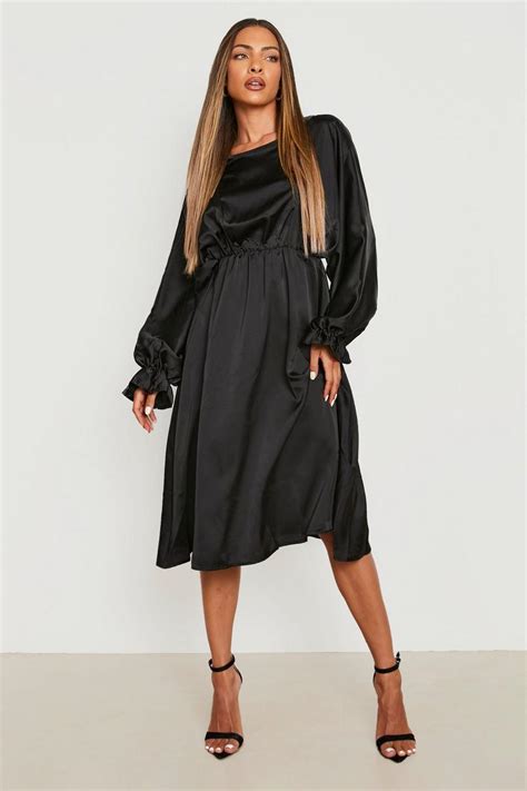 Satin Batwing Midi Dress Boohoo Usa