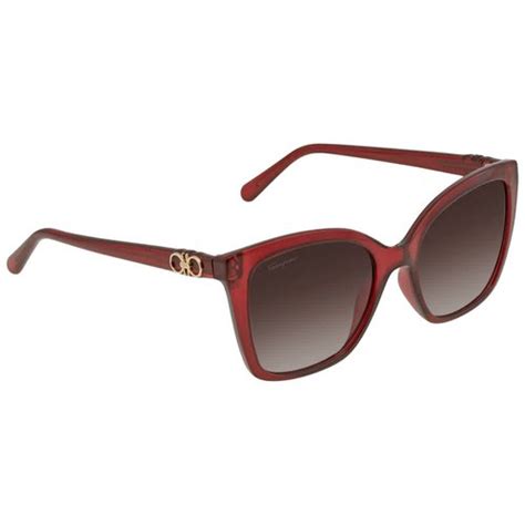 Salvatore Ferragamo Gradient Square Ladies Sunglasses Sf1026s 655 54 Brownred Sf1026s 655