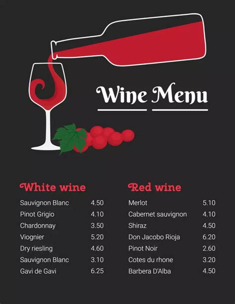 Wine Menu Template Photoadking