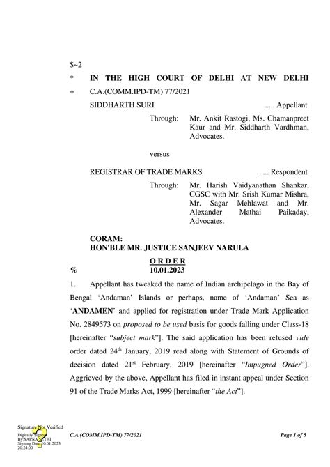 AJAY AMITABH SUMAN Siddharth Suri Vs Registrar Of Trade Marks Page