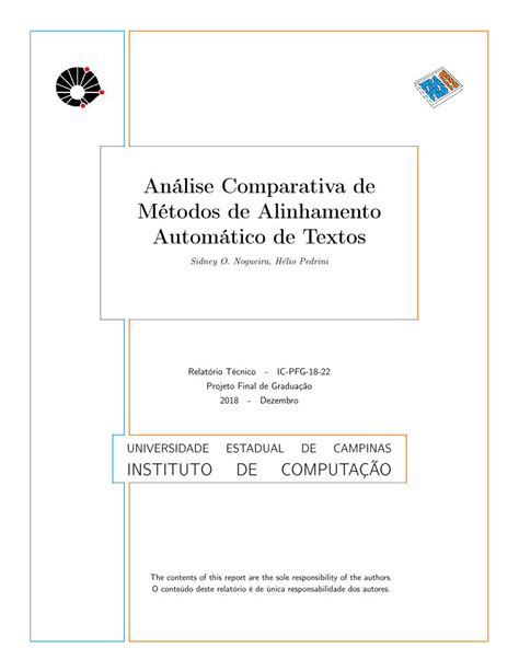 PDF Análise Comparativa de Métodos de Alinhamento Automático