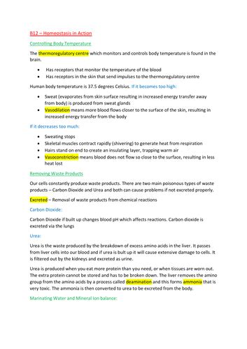 B12 B13 Aqa Biology Gcse Revision Notes Triple Teaching Resources