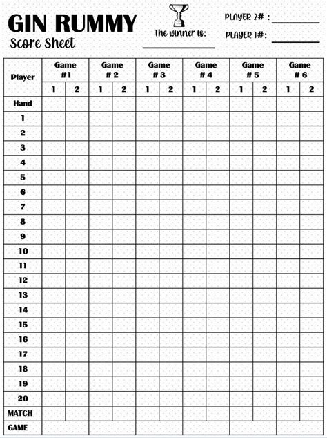 Gin Rummy Score Card Gin Rummy Scoresheet Gin Rummy Score Pads