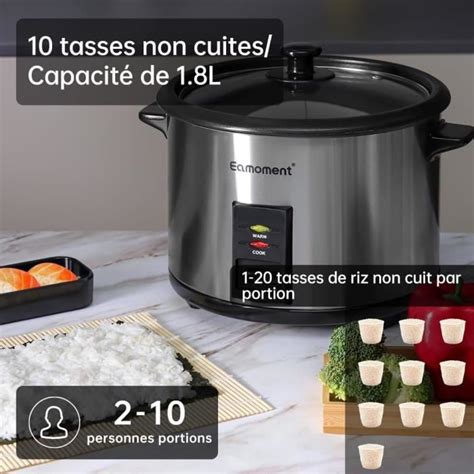 ERC 10CSL 1 8L 700W cuiseur à riz et insert vapeur noir chaud et