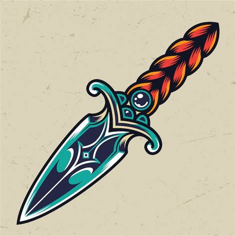 Free Vector Vintage Colorful Dagger Concept