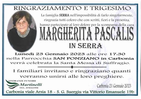 Funerali E Annunci Funebri A Carbonia Margherita Pascalis Funer