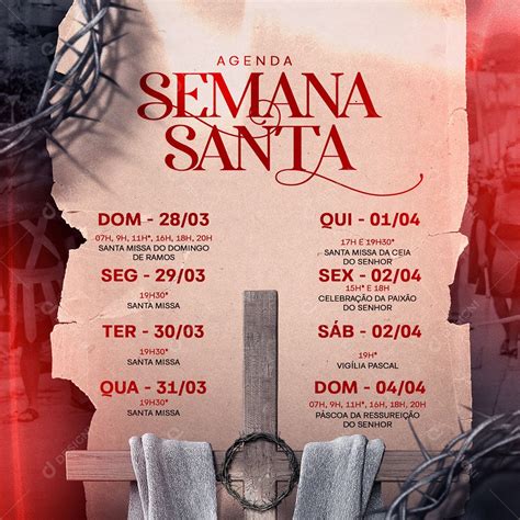 Agenda Semana Santa Social Media PSD Editável download Designi