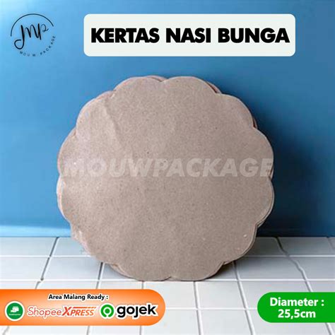 Jual KERTAS NASI BUNGA ISI 200 KERTAS NASI BULAT ALAS PIRING LIDI BAMBU