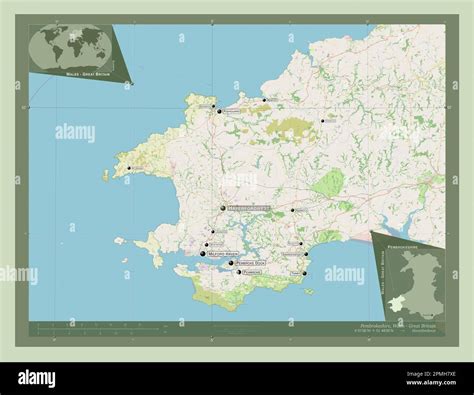 Pembrokeshire Region Of Wales Great Britain Open Street Map Locations And Names Of Major