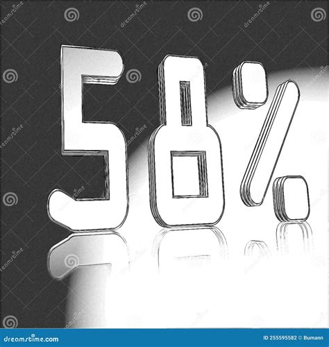 58 , 58 Percent As a 3D Illustration, 3D Rendering Stock Illustration