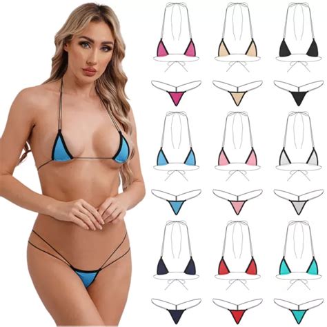 DAMEN SEXY BIKINI BH Micro G String Set Tanga Dessous Bademode Unterwäsche Frau EUR 9 15