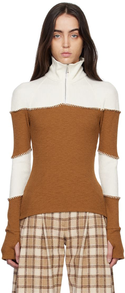 Kijun Brown Colorblocked Sweater Ssense Uk