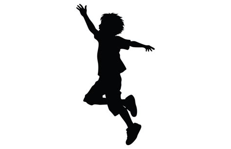 Kids Jumping Silhouette Set Child Jump Logo Vector Image