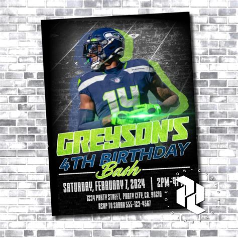 Dk Metcalf Invitation Seattle Seahawks Seahawks Invitation Card Dk Metcalf Nfl Birthday Etsy