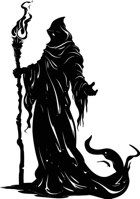 AI generated Silhouette mage full body black color only 37324344 Vector ...