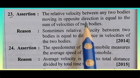 Assertion And Reasoning Questions Answer Class 11 Physics Ch 3 Motion