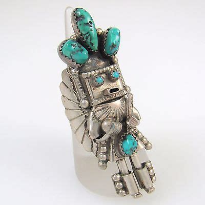 Navajo Sterling Silver Turquoise Kachina Figure Ring DORIS SMALLCANYON