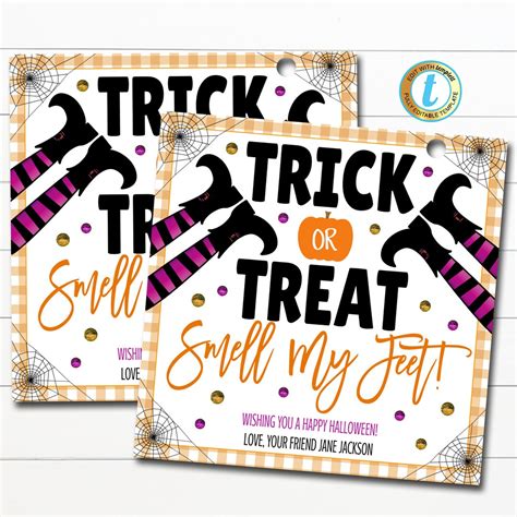 Halloween T Tags Trick Or Treat Smell My Feet Fall Birthday Favor