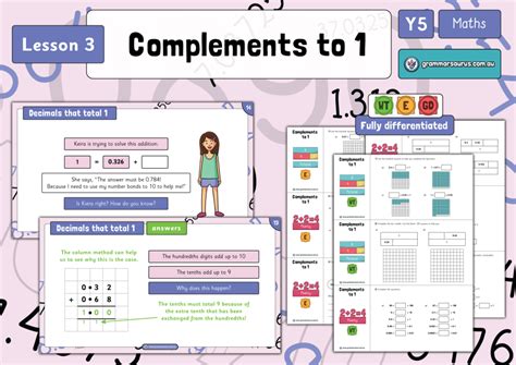 Year 5 Decimals Part 2 Complements To 1 Lesson 3 Grammarsaurus Australia