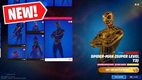 Fortnite Battle Pass Super Level Skin Styles Gilded Reality Spiderman And More Youtube