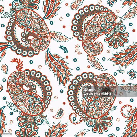 Seamless Paisley Pattern In Indian Batik Style Floral Vector Illustration Stock Illustration