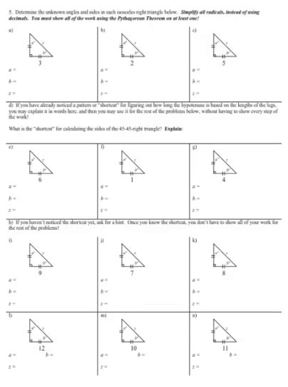 Our Favorite Special Right Triangles Worksheet The Teach Simple Blog