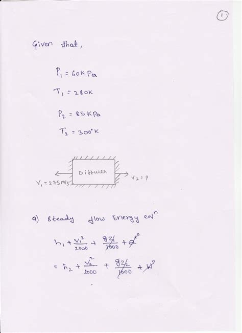 Solved 1 Nitrogen Gas At 60 Kpa And 7°c Enters An Adiabatic Diffuser 1 Answer