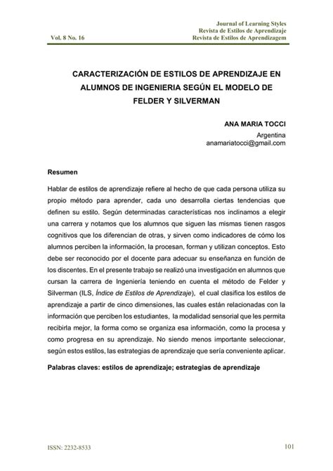 Estilos De Aprendizaje Felder Y Silverman PDF