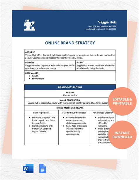 Online Brand Strategy Template in Word, Google Docs - Download ...