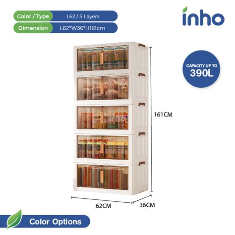 INHO 1 2 3 4 5 Layers Foldable Storage Cabinet 2 Doors Storage Box