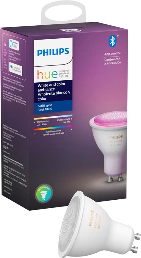 Best Buy Philips Geek Squad Certified Refurbished Hue Gu10 Bluetooth Smart Led Bulb White And