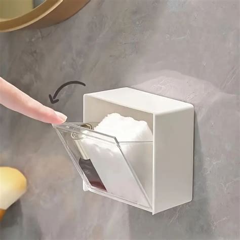 1pc Wall Mounted Flip Storage Box Multifunctional Bathroom Accessory