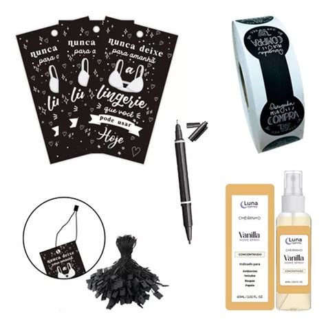 Kit Empreendedor Lingerie Tag Cheirinho Caneta Lacres