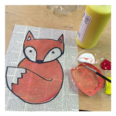 easy fox painting art projects  kids