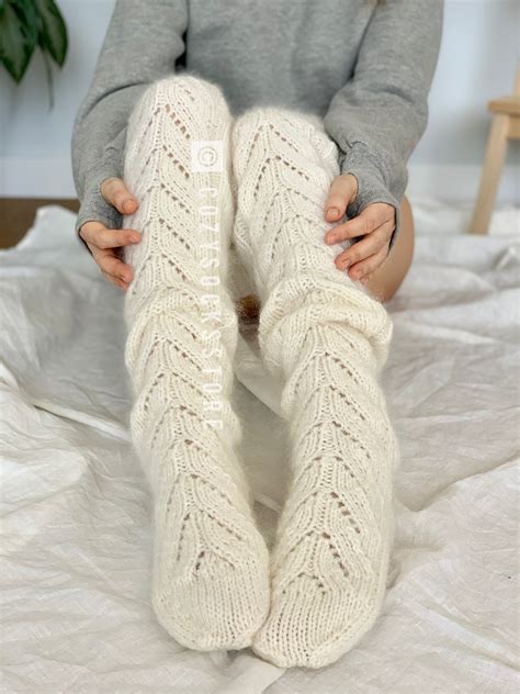 Knee High Socks Pattern Knitting Patterns For Beginners Thigh Etsy