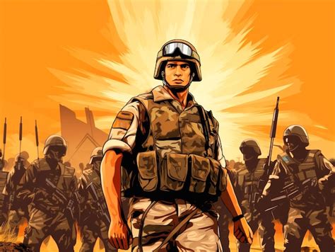 Cartoon soldier with combat war | AI-generated image