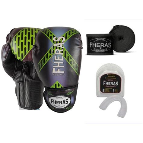 Kit Luva Estampada Para Boxe Muay Thai Bandagem E Protetor Bucal