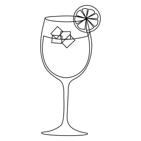 Continuous Single Line Hand Drawing Icon Of Glass Design And Outline