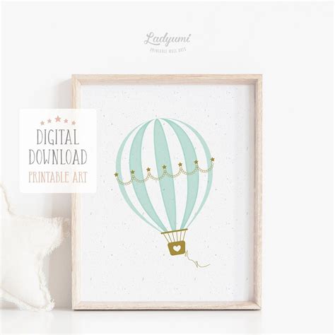 Hot Air Balloon Nursery Wall Art Printable Wall Art Baby Etsy