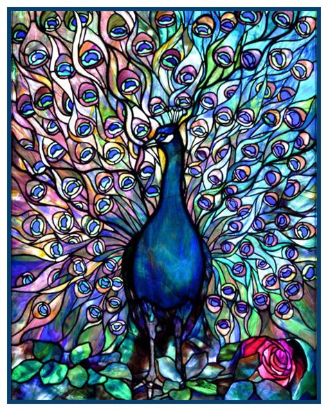 Vivid Peacocks Glory Inspired By Louis Comfort Tiffany Counted Cross