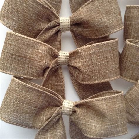 Burlap Small Bows Set Of 12 Natural Decorative Bows Etsy