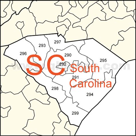 South Carolina Zip Code Map With Cities