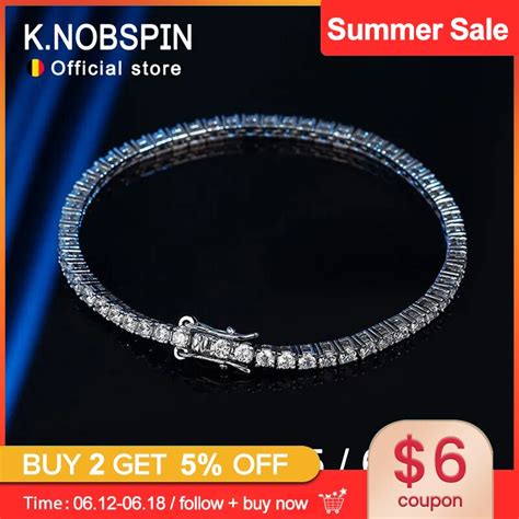 Knobspin 2mm Moissanite Tennis Bracelet 925 Sterling Silver Plated