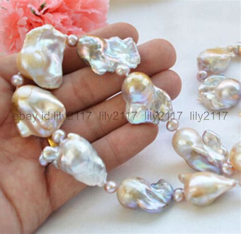 Inch Huge X Mm Pink Lavender Baroque Keshi Reborn Pearl Necklace