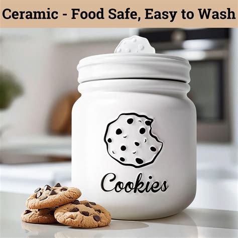 Airtight Cookie Jar 6"w X 8"h Matte White Ceramic Cookie Jars For