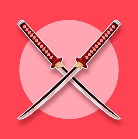 Premium Vector | Japanese samurai sword with cartoon style