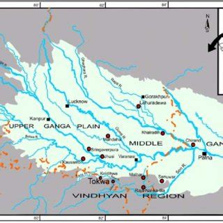 map  uttar pradesh showing archaeological sites  townships