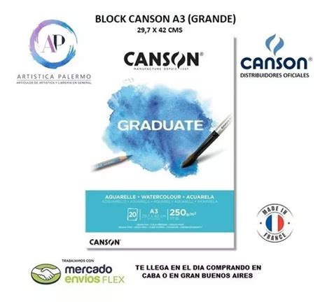 Block Acuarela Canson Graduate Aquarelle A3 250g 20 Hojas MercadoLibre