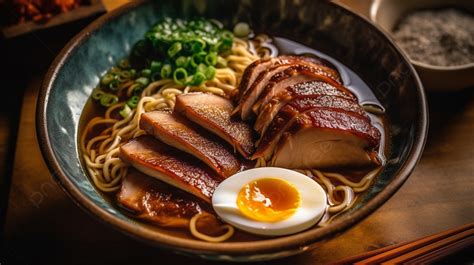 Daging Babi Dan Ramen Dalam Mangkuk, Pemandangan Mata Burung Dari Ramen ...
